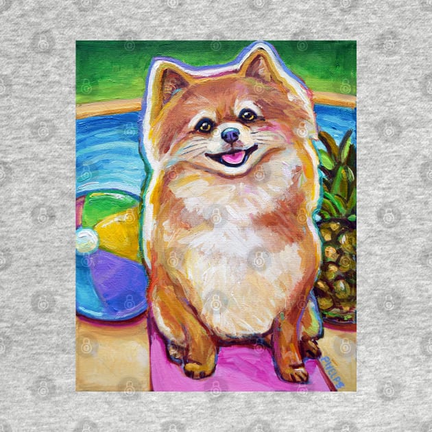 Super Cute Poolside Pomeranian by Robert Phelps by RobertPhelpsArt